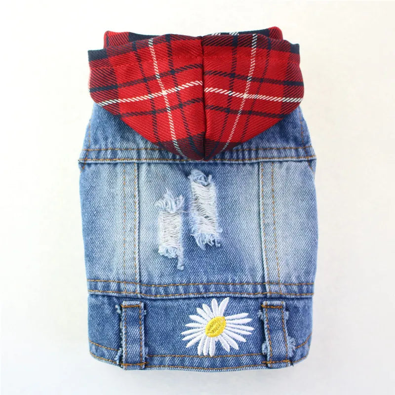 Pet Clothes Denim Dog Costume Summer Cowboy Vest Daisy Shirt Jeans Jacket Puppy Clothing for Chihuahua Yorkies