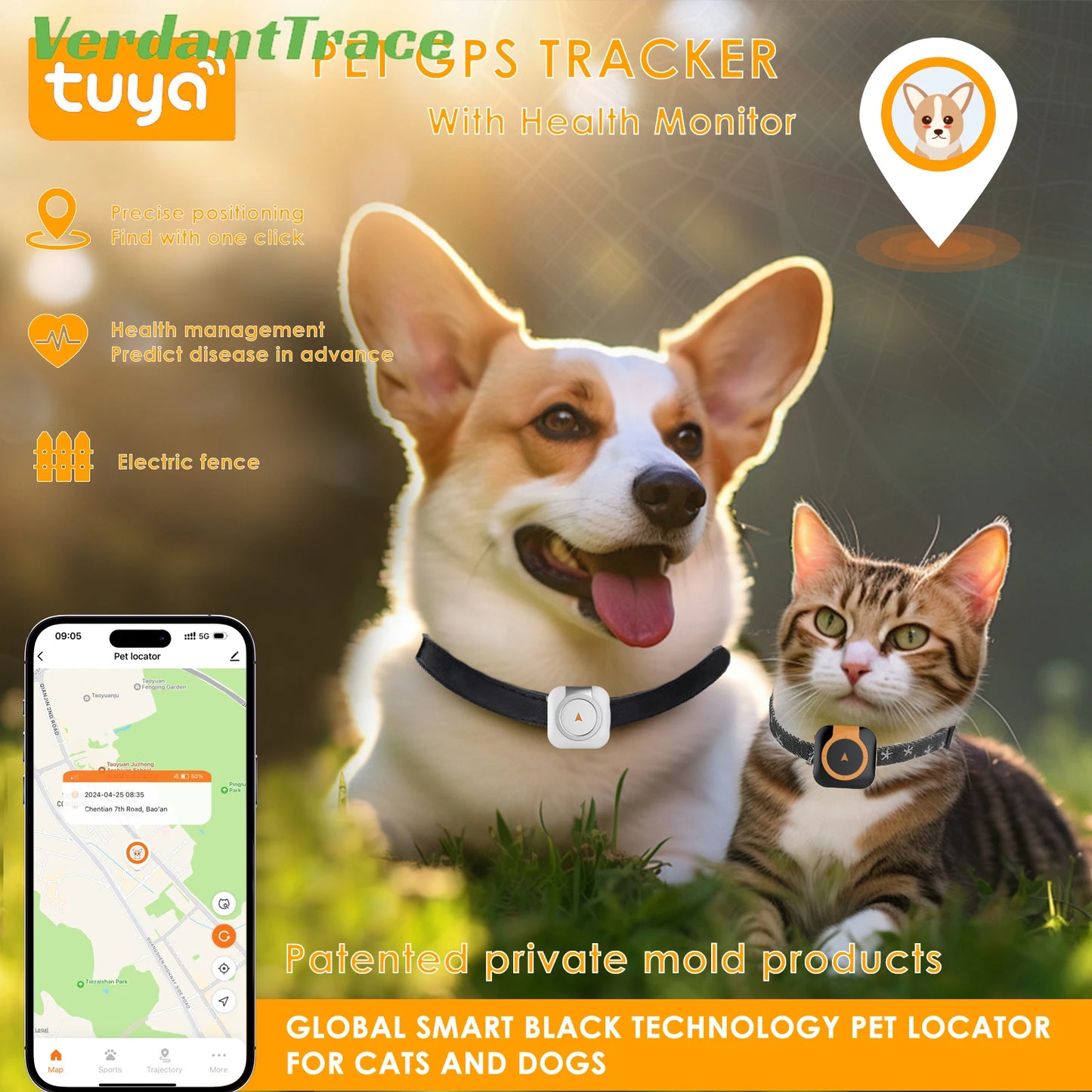 4G GPS Tracker Dog Cat IP67 Waterproof Pet Tracker Geo-fence Dog Collar Monitor Real Time GPS Sports Tracking Health Monitoring