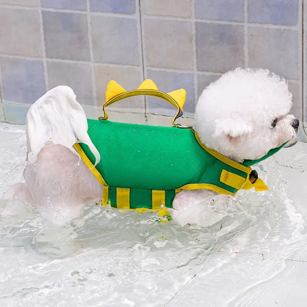 Cartoon Puppy Life Vest Jacket with Rescue Handle Summer Small Dog Swimwear Puppy Life Jacket Safety Swimming Suit Pet Supplies