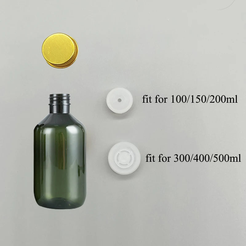 10/20/50pcs 100ml 150ml 200ml Green Plastic Bottle With Aluminum Lid 300ml 400ml 500ml Boston Brown PET Bottle Container XD32101
