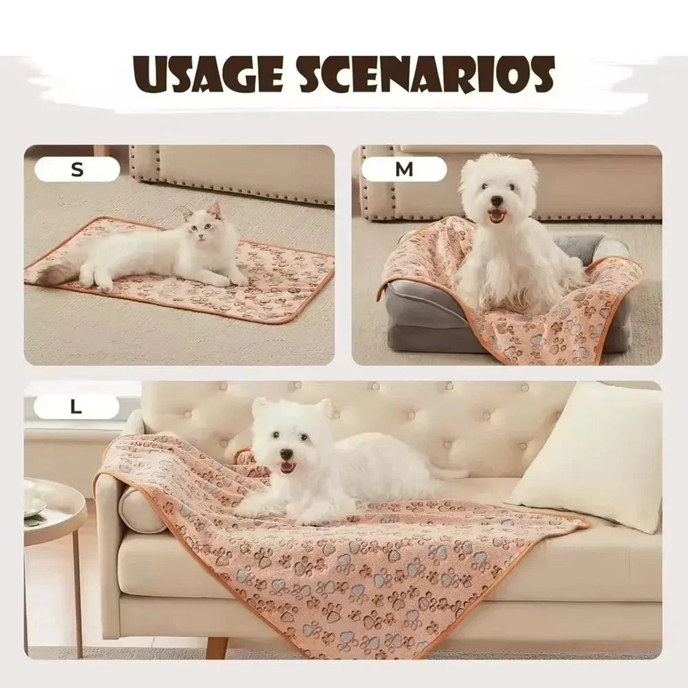 Pet Blankets Soft Fluffy Washable Dog Sleep Mat Paw Pattern Fleece Blanket for Cats Throw Warm Bed Mat for Puppies Pet Supplies