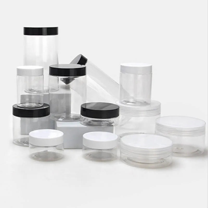 30Pcs 80-200ml Plastic Clear Jars With Screw Lid PET Round Eye Cream Containers Refillable Makeup Bottles Travel Accessories