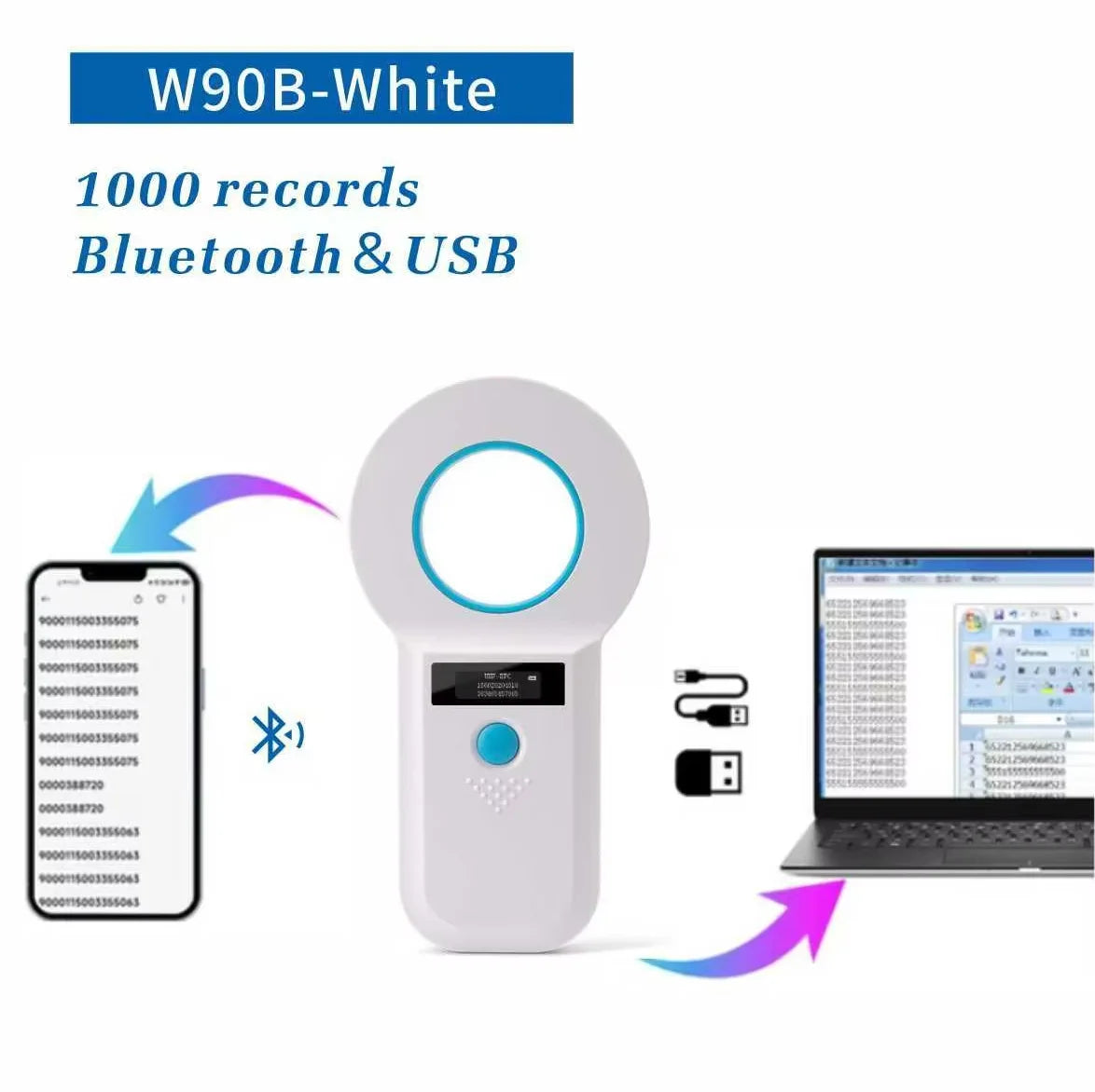 Bluetooth Microchip Reader Chip Portable OLED Pet Scanner 134.2khz Pet iD Scanner For Rabbit Cattle Cat Dog