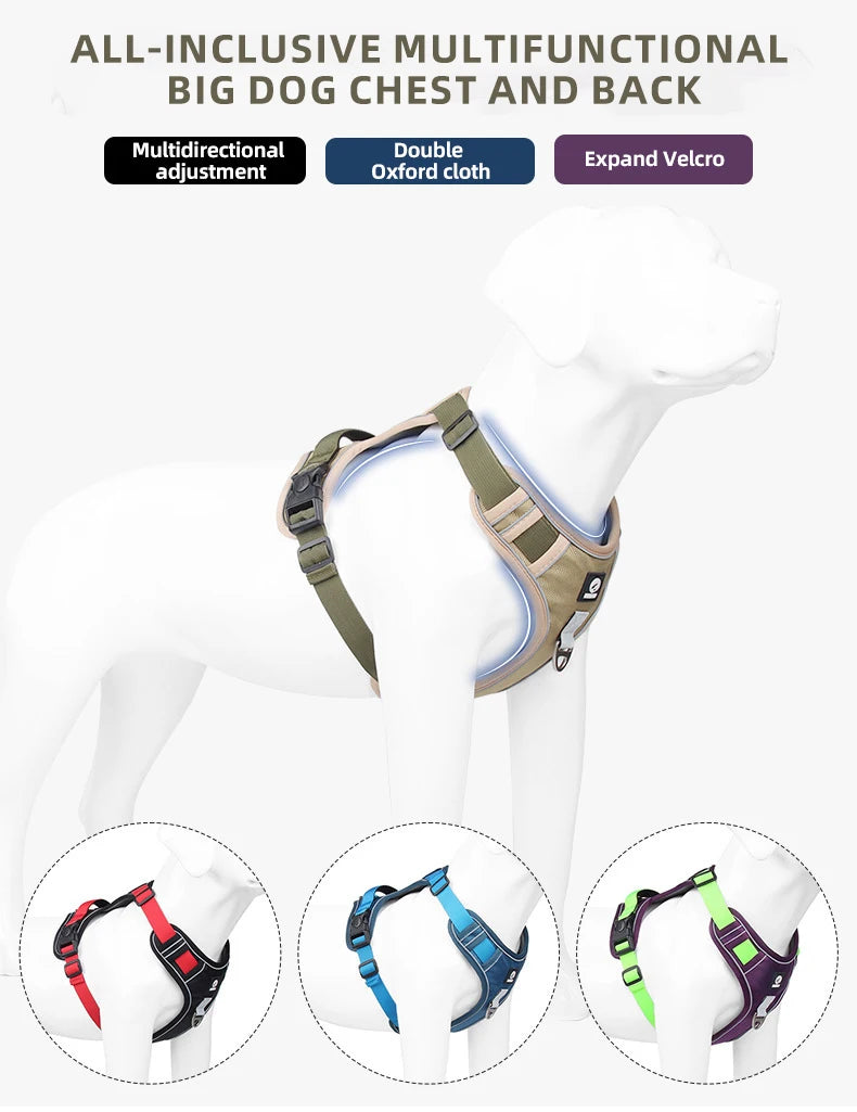 Dog Harness Reflective Midium Large Dogs Tactical Vest Big 1680D Waterproof Oxford Cloth Dog Harnesses Pet Accessoires Supplies