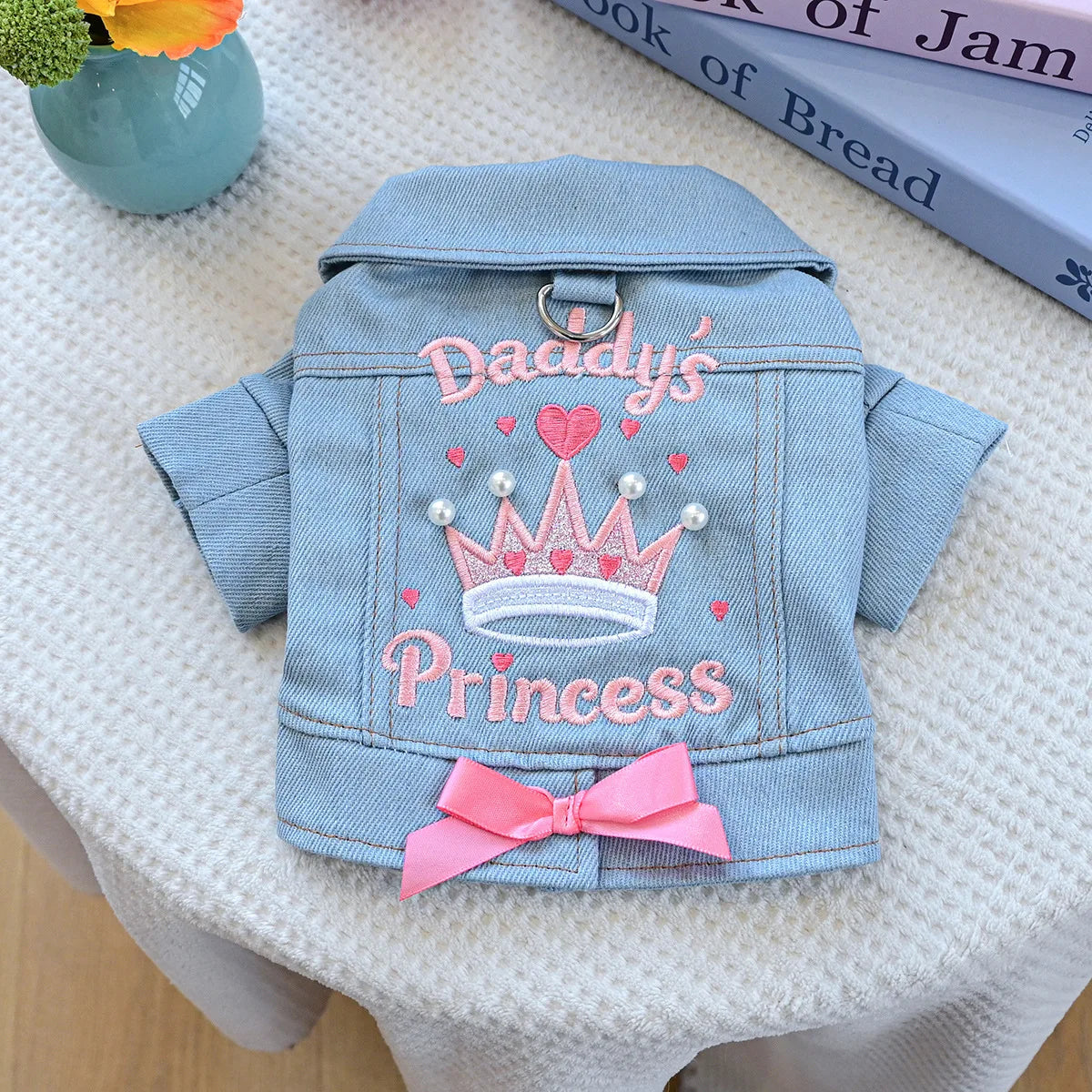 Denim Puppy Jacket For Chihuahua Yorkie Adjustable Lightweight Coat, Breathable Dog Clothes With Snap Closure