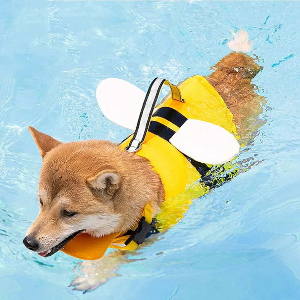 Cartoon Puppy Life Vest Jacket with Rescue Handle Summer Small Dog Swimwear Puppy Life Jacket Safety Swimming Suit Pet Supplies