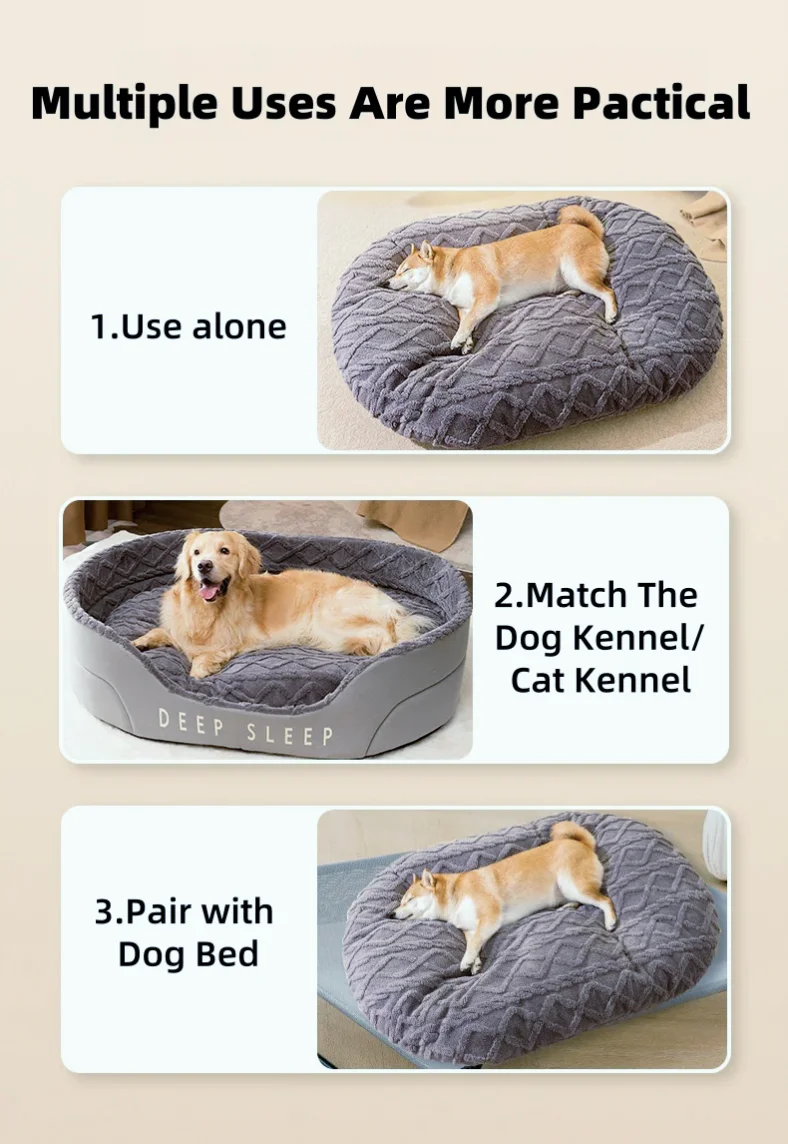 New Dog Bed for Large Medium Small Dogs Cats Sleeping Mat Non-Slip Bottom Breathable Soft Puppy Bed Durable Calming Pet Supplies