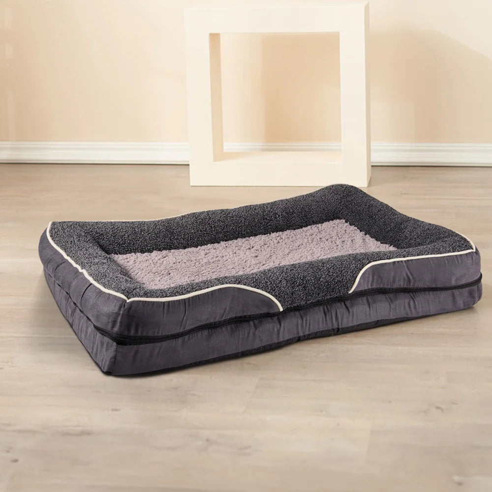 Voltsify Anti-Slip Orthopedic Pet Bed with Removable Zipper Cover, Elevated Pillow Support, High-Density Sponge & EPE Foam