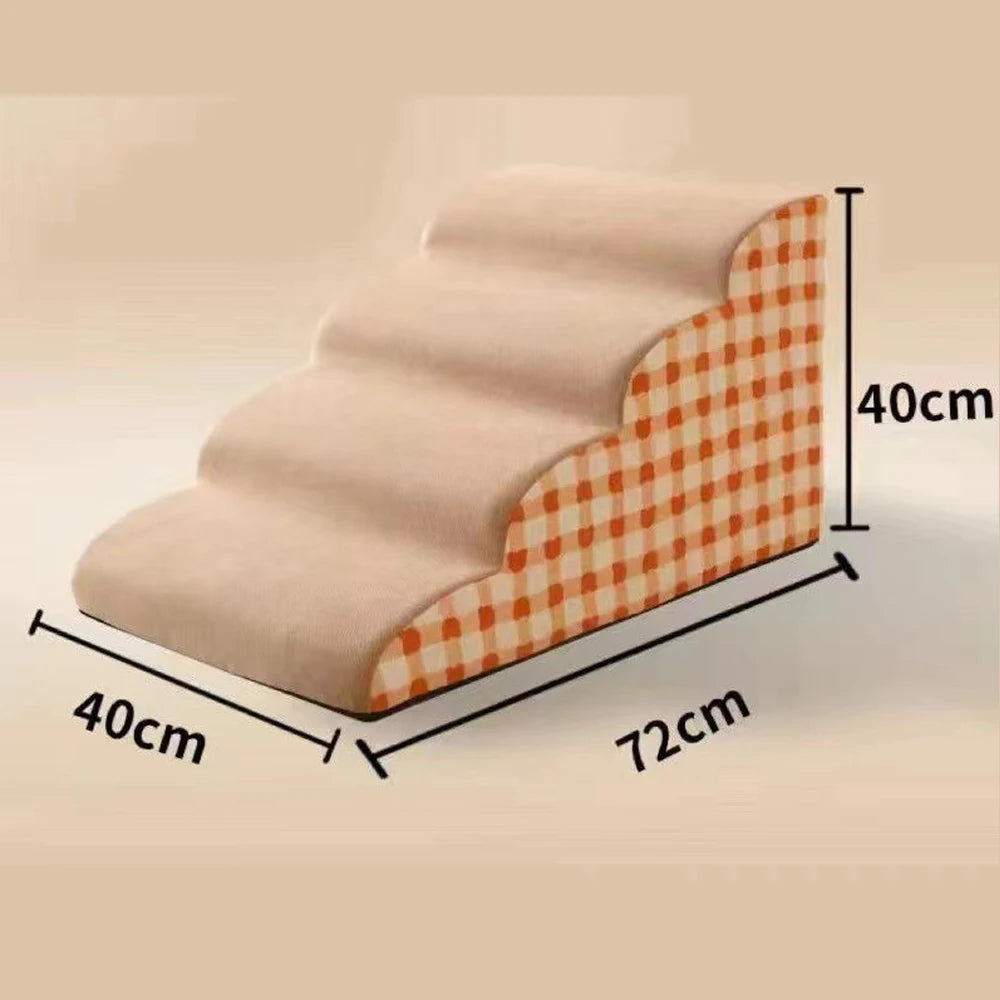 Pet Stairs 2-4 Step Dog Ramp Anti Slip Detachable Memory Foam Sofa Couch Steps for Large Dogs Washable Non Collapse