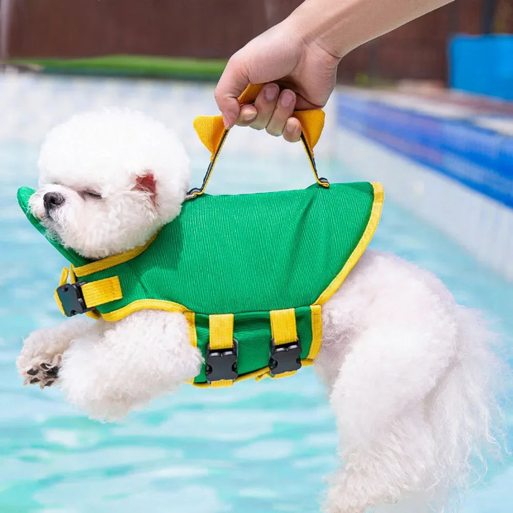 Cartoon Puppy Life Vest Jacket with Rescue Handle Summer Small Dog Swimwear Puppy Life Jacket Safety Swimming Suit Pet Supplies