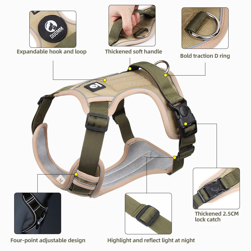 Dog Harness Reflective Midium Large Dogs Tactical Vest Big 1680D Waterproof Oxford Cloth Dog Harnesses Pet Accessoires Supplies
