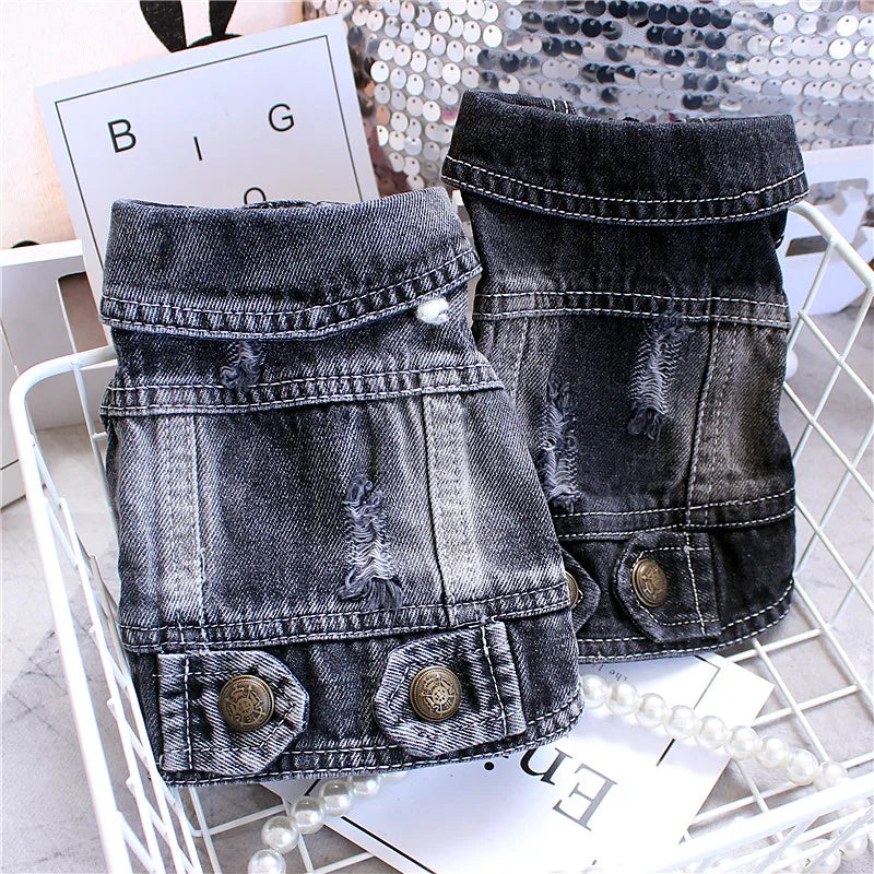 Pet Clothes Denim Dog Costume Summer Cowboy Vest Daisy Shirt Jeans Jacket Puppy Clothing for Chihuahua Yorkies