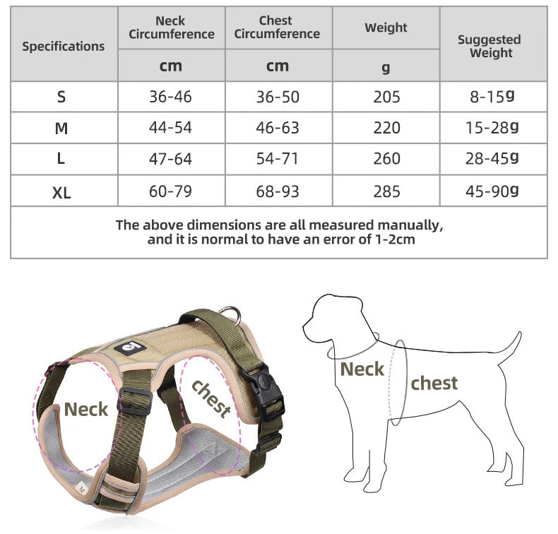 Dog Harness Reflective Midium Large Dogs Tactical Vest Big 1680D Waterproof Oxford Cloth Dog Harnesses Pet Accessoires Supplies