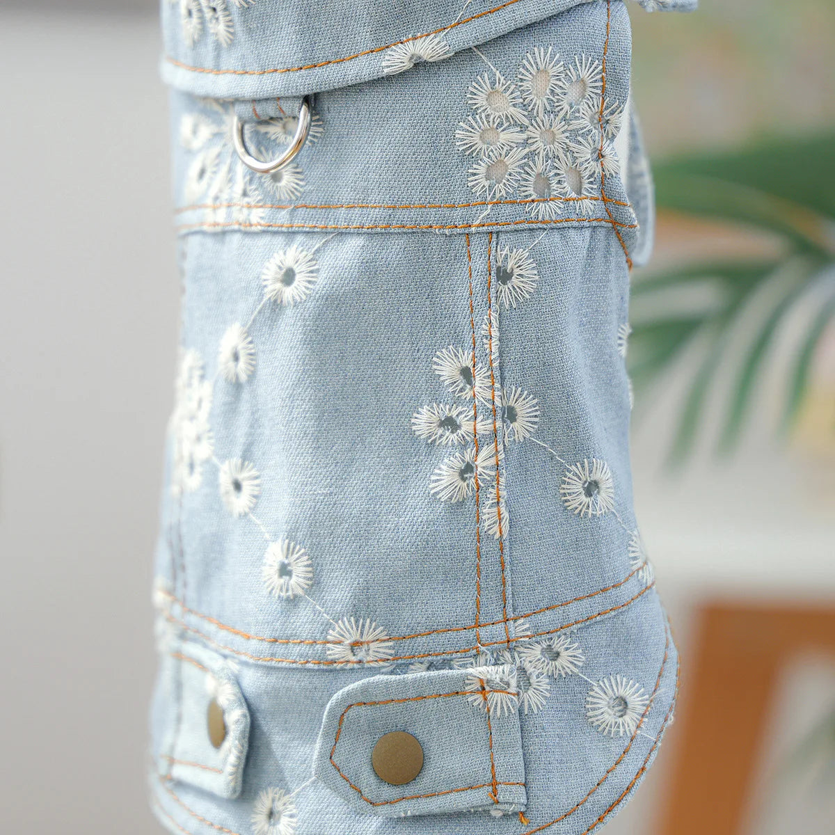 Denim Puppy Jacket For Chihuahua Yorkie Adjustable Lightweight Coat, Breathable Dog Clothes With Snap Closure