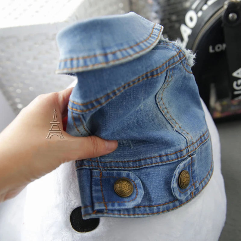 Pet Clothes Denim Dog Costume Summer Cowboy Vest Daisy Shirt Jeans Jacket Puppy Clothing for Chihuahua Yorkies