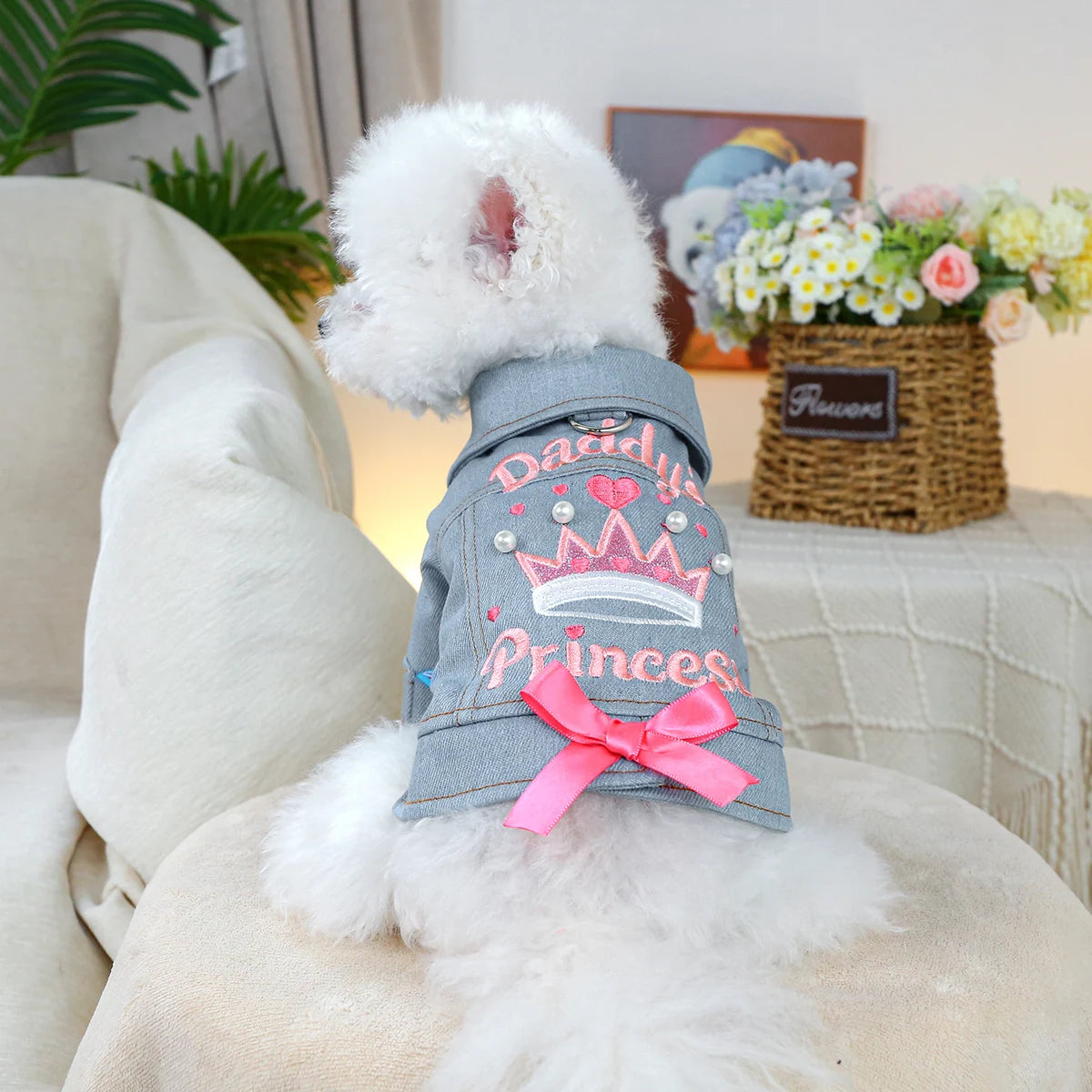 Little Princess Jacket Pet Clothes Dog Cat Anti-hair Loss Summer Blue Handsome Towable Vest