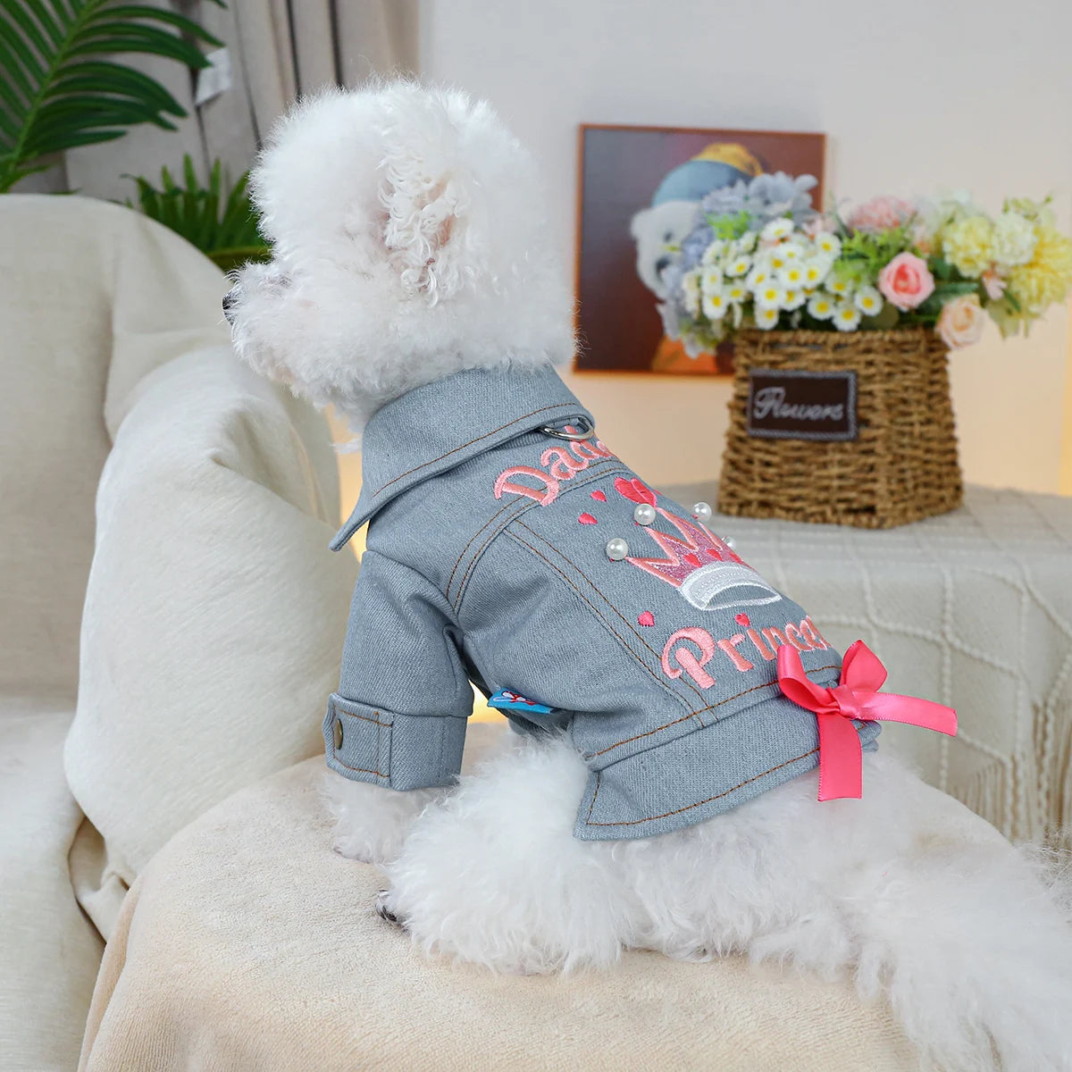 Little Princess Jacket Pet Clothes Dog Cat Anti-hair Loss Summer Blue Handsome Towable Vest