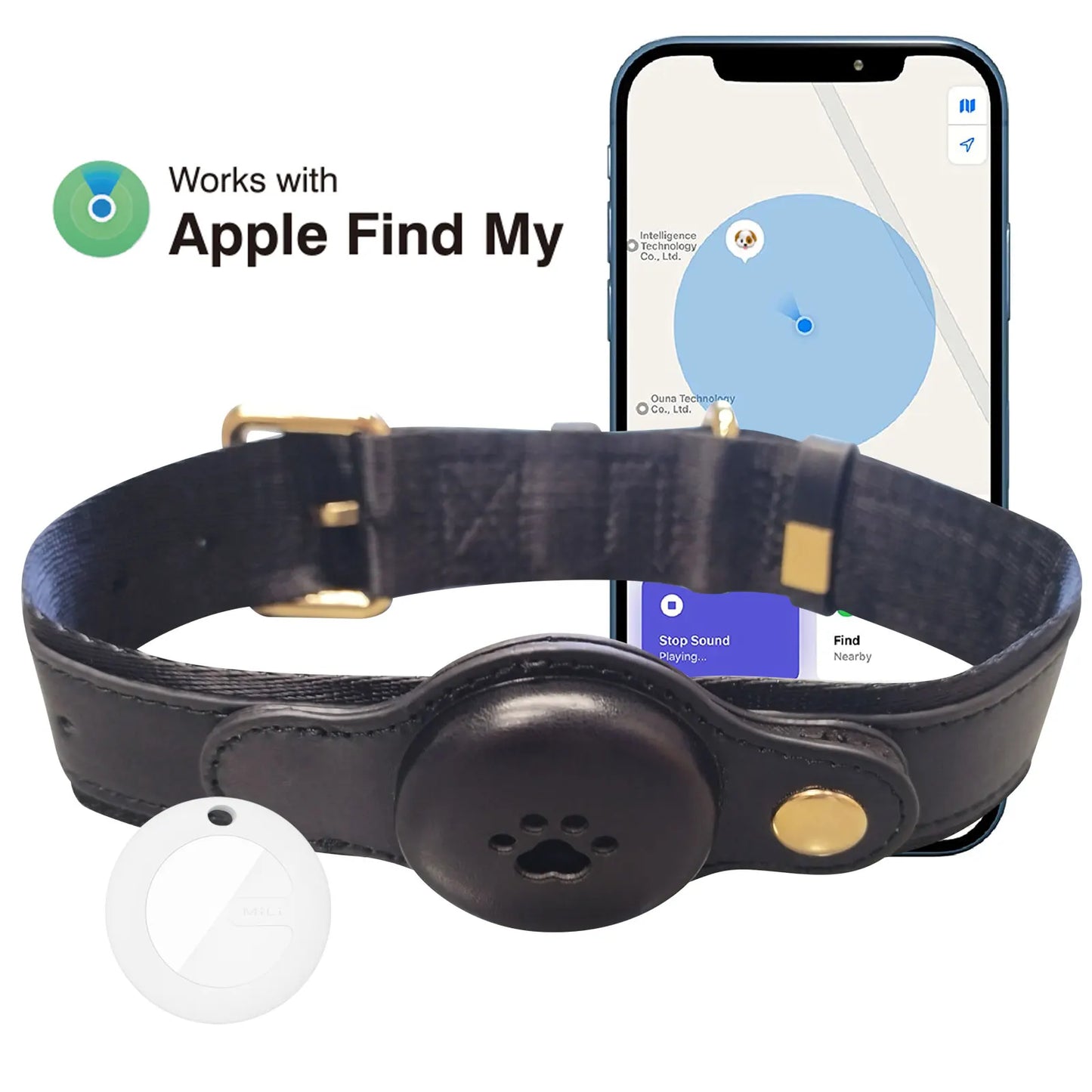 IP67 GPS Tracker for Dogs Waterproof Pet Tracking Smart Collar Real-time Location No Monthly Fee Tracker Collar for Airtag iOS