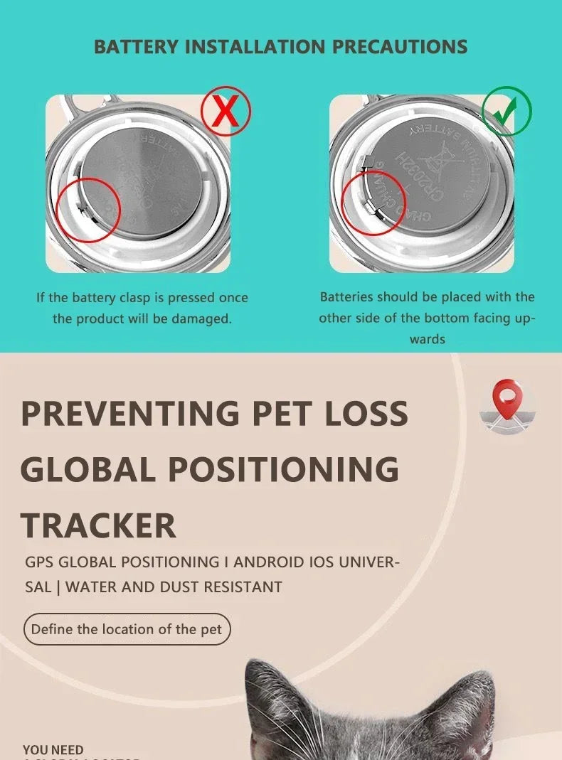 New AirTag Dog Collar Tracker, Anti-Lost GPS Mini Smart Pet Locator, Find My Pet Bluetooth Activity Tracker for Dogs Cats