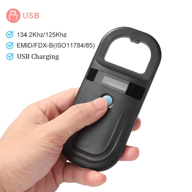 Pet ID Chip Digital Scanner USB RFID Dog Cat Animal Handheld 134.2KHz Identification Tag Card Reader Chip