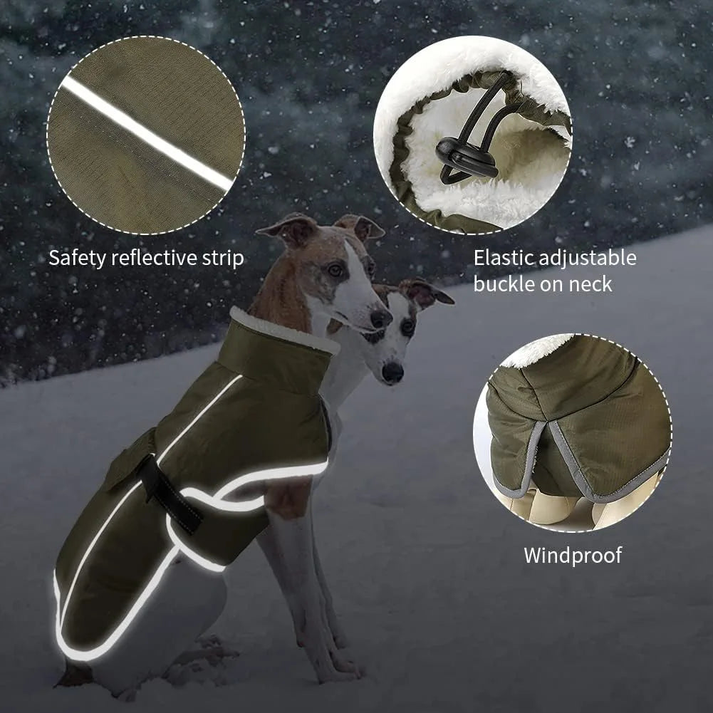 Large Dog Jacket Warm Dog Clothes Winter Coat French Bulldog Reflective Dog Cold Weather Coats Pet Snow Jacket