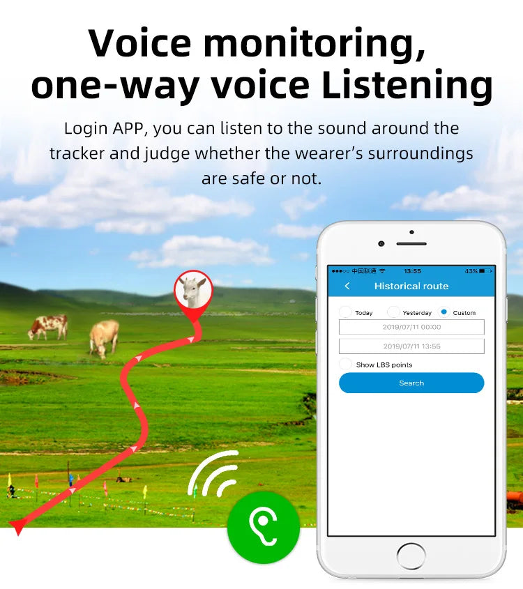 Solar Powered 4G Smart Cattle Tracker, GPS Locator Find Animals WIFI Cow Sheep Horse Camel Pets Tracking Device for Cow Tracking
