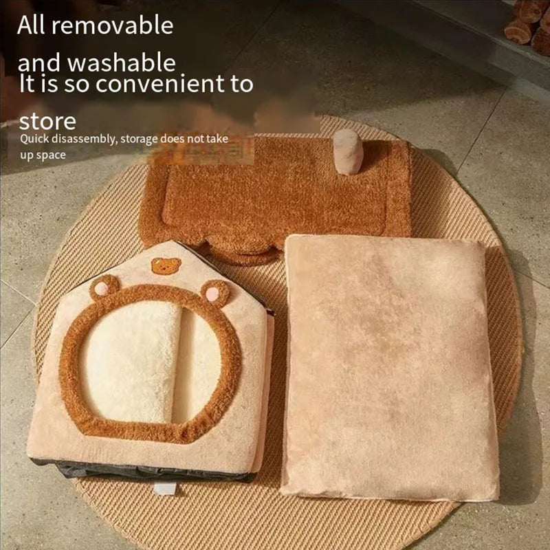 NEW Four seasons cat nest in winter warm closed dog house seat cushion removable dog bed creative soft winter warm cat nest