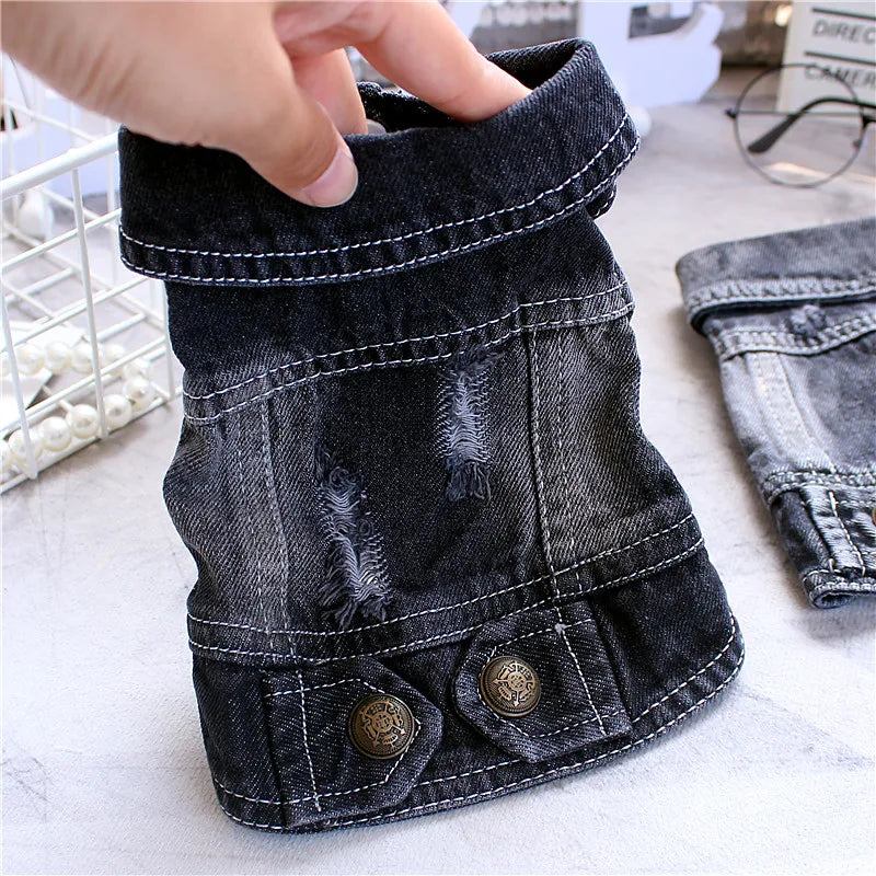 Pet Clothes Denim Dog Costume Summer Cowboy Vest Daisy Shirt Jeans Jacket Puppy Clothing for Chihuahua Yorkies