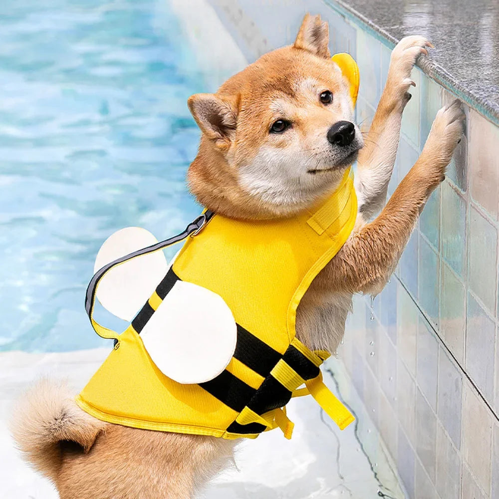 Cartoon Puppy Life Vest Jacket with Rescue Handle Summer Small Dog Swimwear Puppy Life Jacket Safety Swimming Suit Pet Supplies