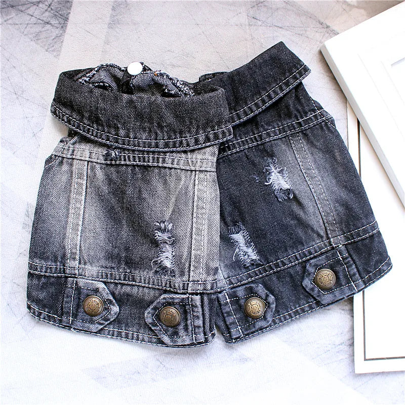 Pet Clothes Denim Dog Costume Summer Cowboy Vest Daisy Shirt Jeans Jacket Puppy Clothing for Chihuahua Yorkies