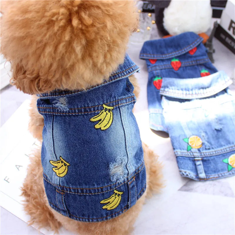 Pet Clothes Denim Dog Costume Summer Cowboy Vest Daisy Shirt Jeans Jacket Puppy Clothing for Chihuahua Yorkies