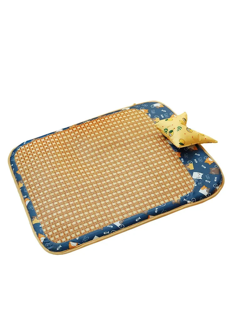 Cat Litter Cooler Summer Cooling Litter Mat Bite Resistant Waterproof Summer Rattan Mat Dog Mat Sofa Square Pet Sleeping Bed