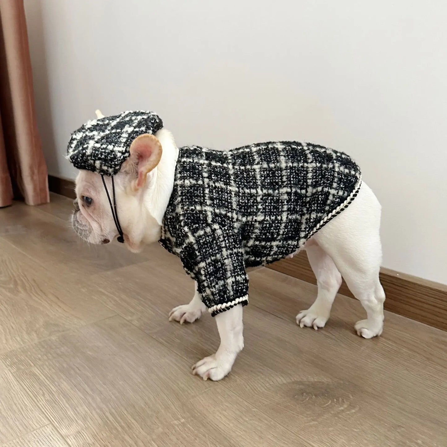 New Winter Classic Plaid Dog Clothes Exquisite Jacket And Hat Set Dog Jacket French Bulldog Schnauzer For Samll Medium Dog