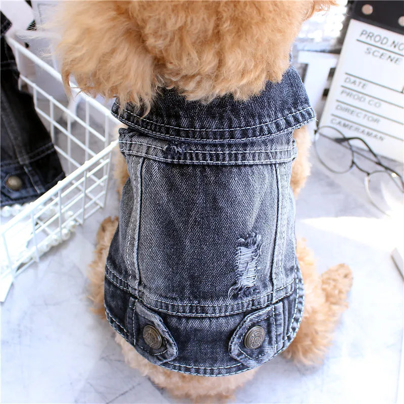 Pet Clothes Denim Dog Costume Summer Cowboy Vest Daisy Shirt Jeans Jacket Puppy Clothing for Chihuahua Yorkies