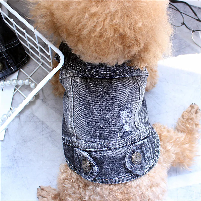 Pet Clothes Denim Dog Costume Summer Cowboy Vest Daisy Shirt Jeans Jacket Puppy Clothing for Chihuahua Yorkies