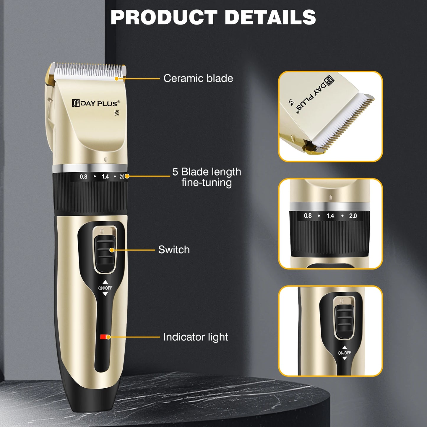 BRIEFNESS Professional pet trimmer, cordless low noise hair clipper for dogs/cats, grooming shavers for men/kids, shearing kits