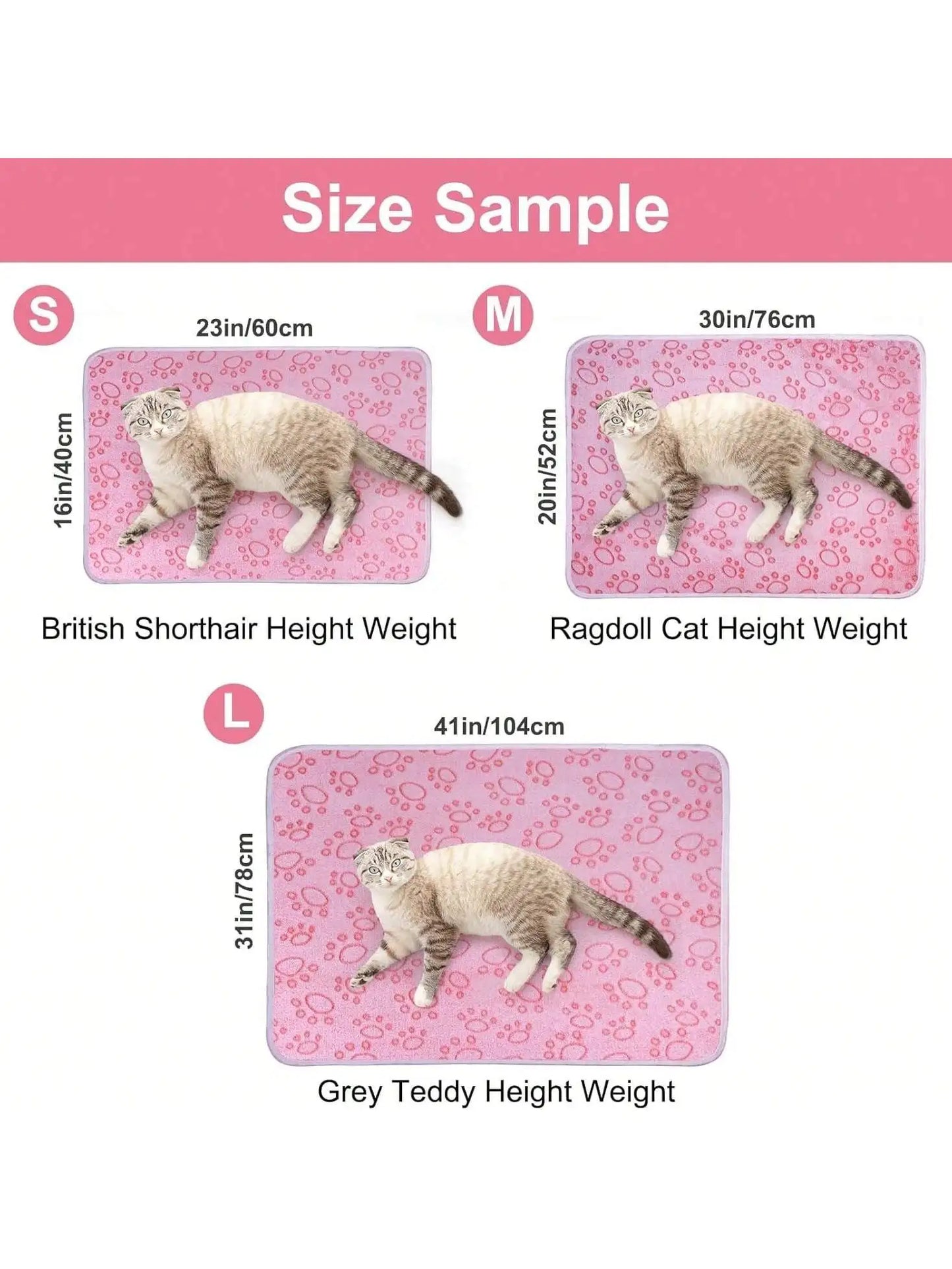 Pink Soft Fluffy Pet Blanket with Paw Print Warm Comfortable Dog Cat Blanket Mat for Bed or Sofa High Quality Pet Accessories