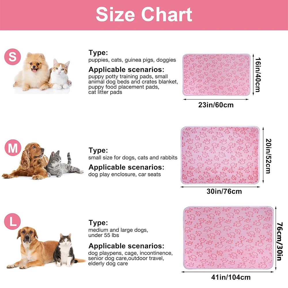 Pink Soft Fluffy Pet Blanket with Paw Print Warm Comfortable Dog Cat Blanket Mat for Bed or Sofa High Quality Pet Accessories
