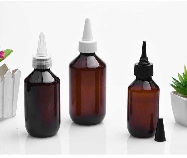 10/20/50pcs 100ml 150ml 200ml Brown Plastic Bottle With Needle Lid Empty Green PET Refill Bottle Dropper Lid Container HZ62801