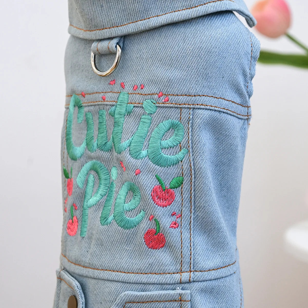 Denim Puppy Jacket For Chihuahua Yorkie Adjustable Lightweight Coat, Breathable Dog Clothes With Snap Closure