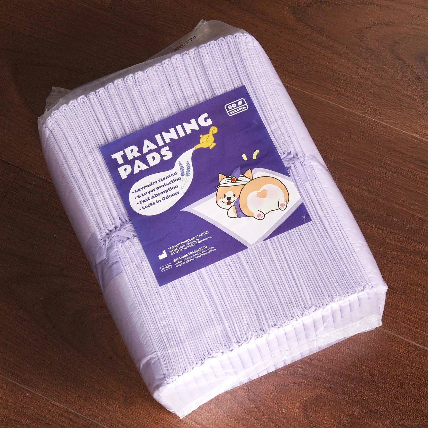 Tieker Pet Diapers Disposable Pet Training Pads Lavender Scent, Quick Drying Super Absorbent Healthy Diaper Pads, 50 pcs