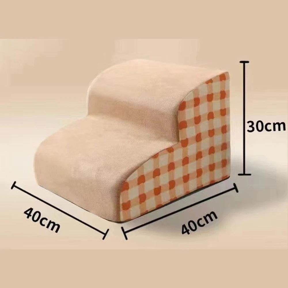 Pet Stairs 2-4 Step Dog Ramp Anti Slip Detachable Memory Foam Sofa Couch Steps for Large Dogs Washable Non Collapse