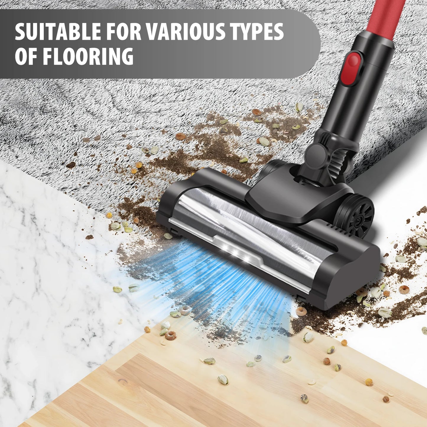 Cordless Vacuum Cleaner Poweful Vaccum Cleaner with 3000mAh Rechargeable Battery, 15KPA Powerful Pet Vacuum Cleaner