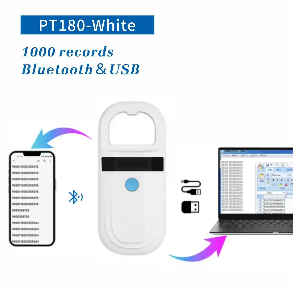 Bluetooth Iso11784/5 Fdx-b Animal Pet Id Reader Chip Transponder Usb Rfid Handheld Microchip Scanner For Dog,cats,horse