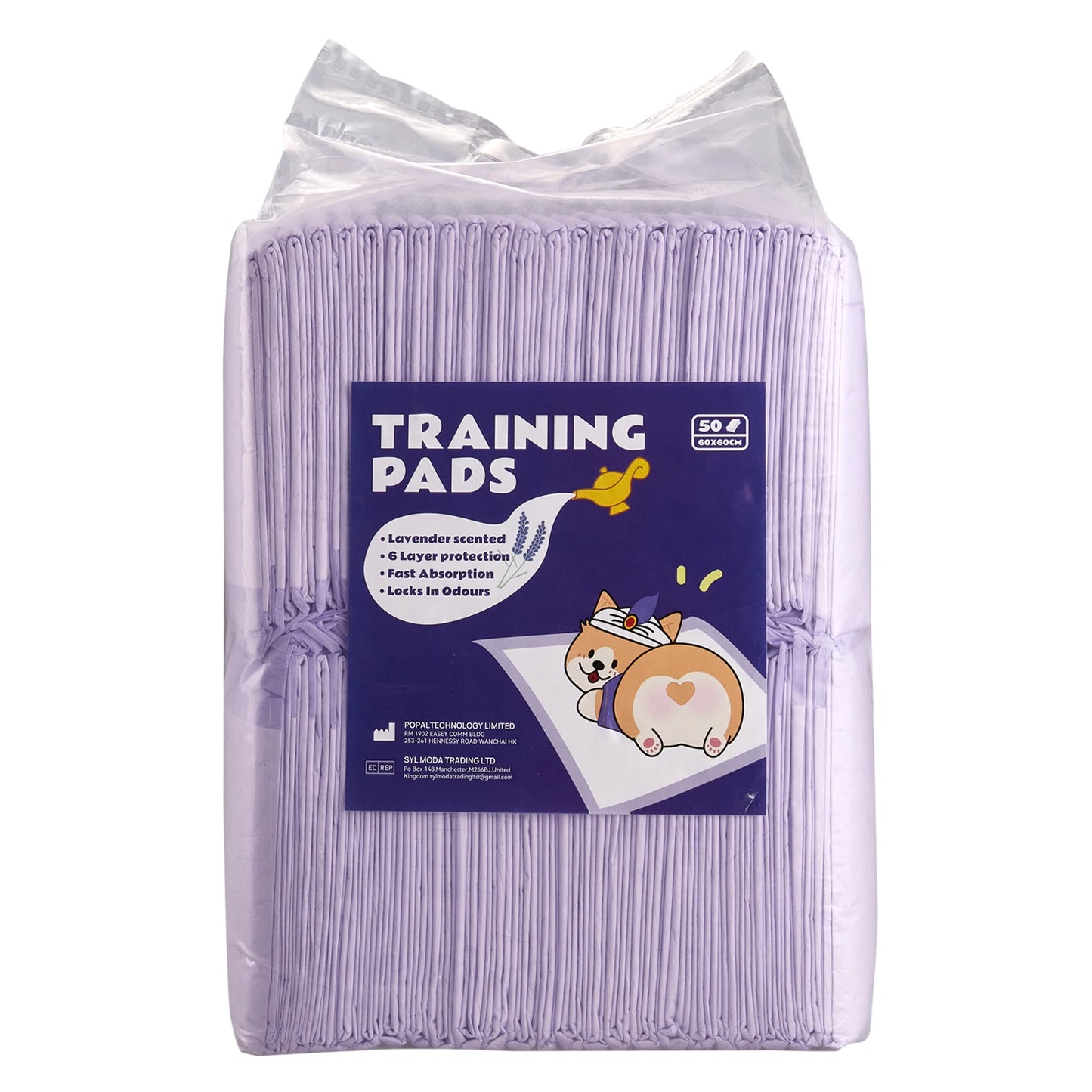 Tieker Pet Diapers Disposable Pet Training Pads Lavender Scent, Quick Drying Super Absorbent Healthy Diaper Pads, 50 pcs