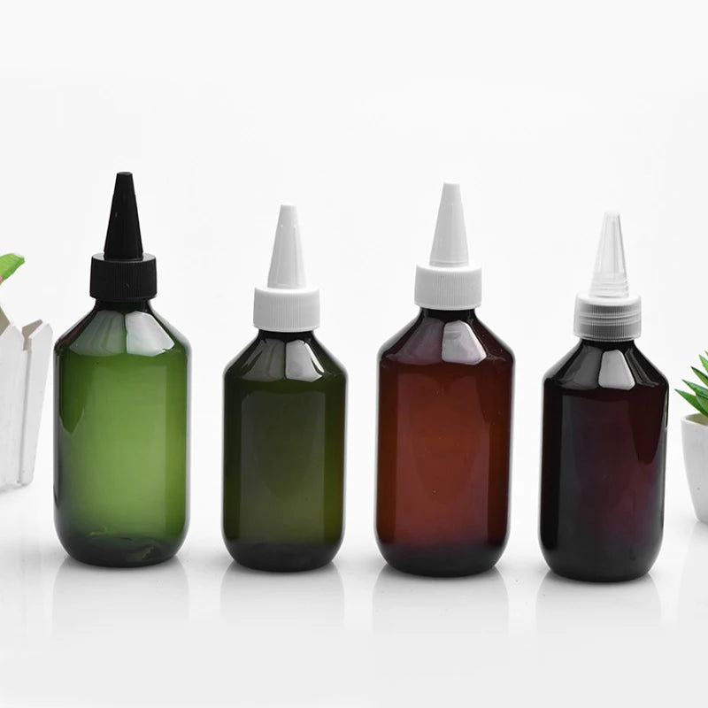 10/20/50pcs 100ml 150ml 200ml Brown Plastic Bottle With Needle Lid Empty Green PET Refill Bottle Dropper Lid Container HZ62801