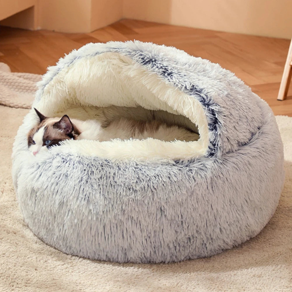 Tieker Plush Pet Bed Round Cat and Dog Soft Bed Pet Mattress Sleeping Hole Universal Suitable for All Seasons Small Cats and Dog
