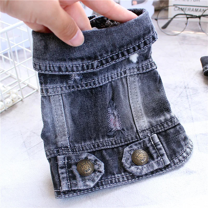 Pet Clothes Denim Dog Costume Summer Cowboy Vest Daisy Shirt Jeans Jacket Puppy Clothing for Chihuahua Yorkies