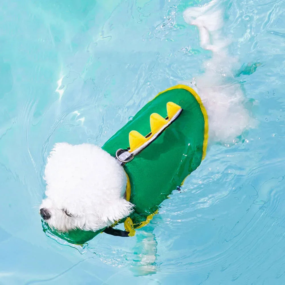 Cartoon Puppy Life Vest Jacket with Rescue Handle Summer Small Dog Swimwear Puppy Life Jacket Safety Swimming Suit Pet Supplies