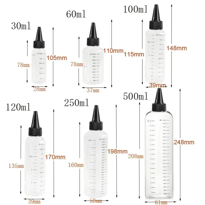 5Pcs 30/60/100/120/250/500ml PET Plastic Ink Bottles Empty Dropper Bottles With Screw-On Lids Squeezable Liquid Oil Container